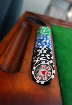 Poker table with chips