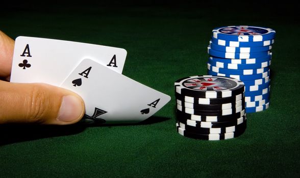 Aces and chips on the table