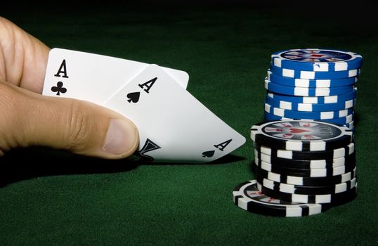 Aces and chips on the table