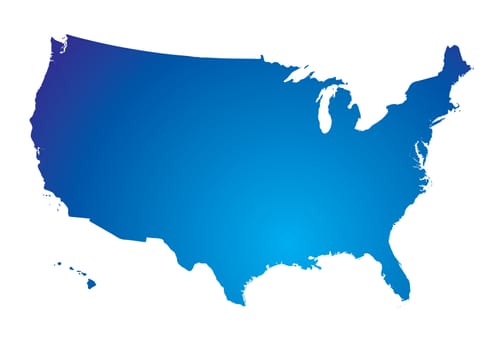 Illustration of the north american land mass in blue