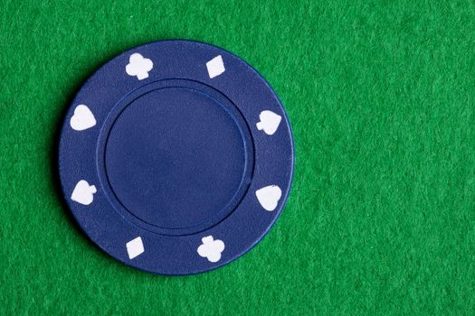 A low value blue poker chip