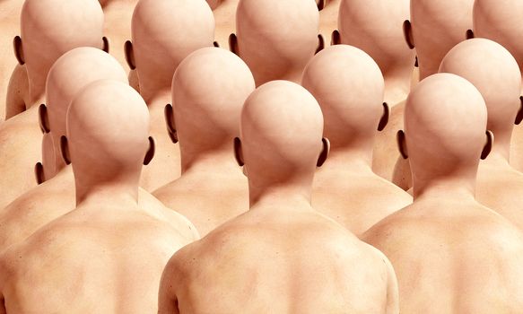 
A lot of duplicated male backs, suitable for conformity concepts