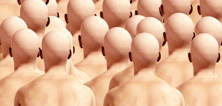 
A lot of duplicated male backs, suitable for conformity concepts