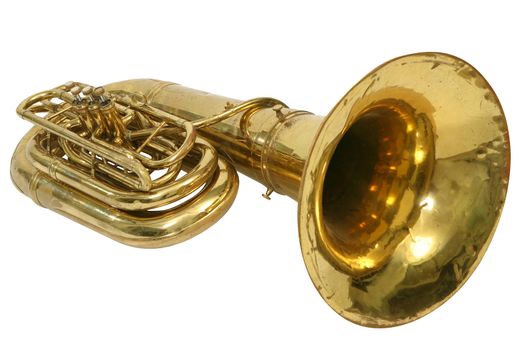 classical music brass instrument to tuba on a white background