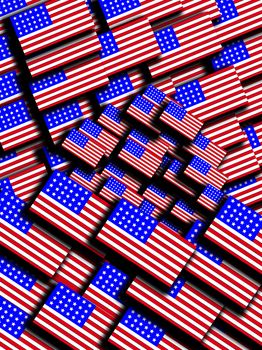 A background made out of American flags.