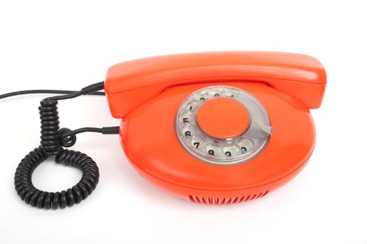 old phone orange on a white background