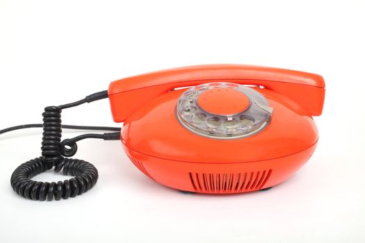 old phone orange on a white background