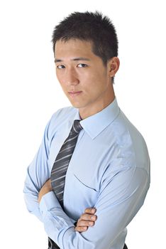 Handsome businessman of Asian portrait on white background.