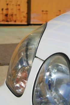 Close up of the Lexus GS headlights.
