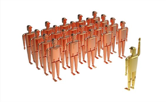 Army of robots, render, isolated on white