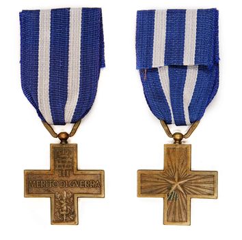 Old italian medal Cross of war merit on white