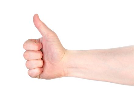 Thumbs Up Hand sign isolated on white