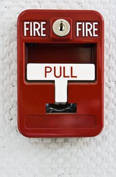 Fire alarm switcher on the wall front view