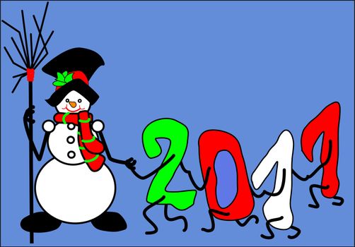 snowman white, carrot nose, new year, a meeting of the Nativity, 2011, leads 2011, begins a new year, the figures are