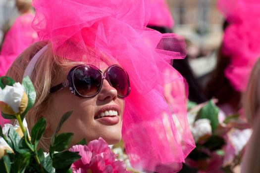 RIGA, LATVIA - MAY 29: Beautiful girl at Go Blonde parade Organized by the Latvian Association of Blonds in May 29, 2010, Riga.