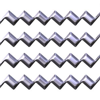 3d silver zig zag texture isolated in white