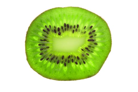 Close up of kiwi slice in isolated white background