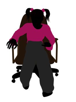 Female teenager sitting in a chair silhouette on a white background