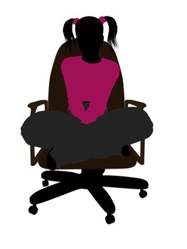 Female teenager sitting in a chair silhouette on a white background