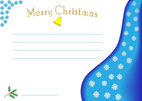 Christmas greeting card with place for writing