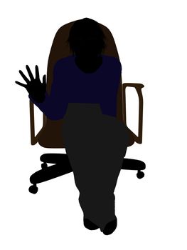 Male teenager sitting in a chair silhouette on a white background