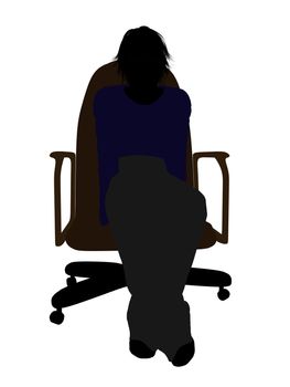 Male teenager sitting in a chair silhouette on a white background