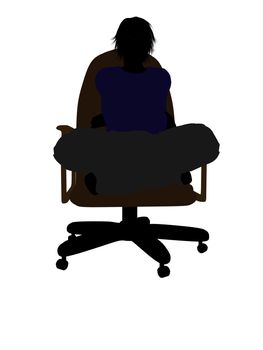 Male teenager sitting in a chair silhouette on a white background