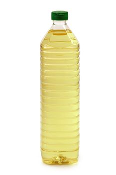 Cooking oil in a plastic bottle - isolated on white background
