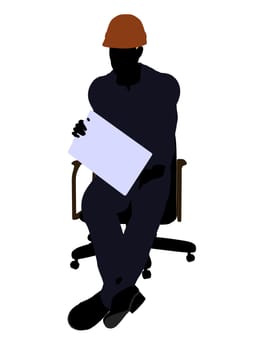 Male construction worker art illustration silhouette on a white background