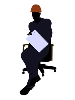 Male construction worker art illustration silhouette on a white background