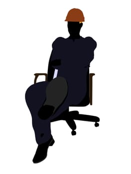 Male construction worker art illustration silhouette on a white background