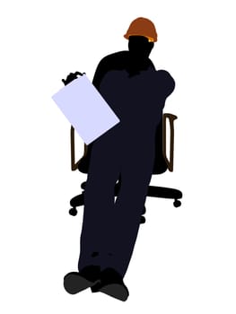 Male construction worker art illustration silhouette on a white background