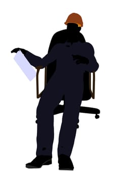 Male construction worker art illustration silhouette on a white background