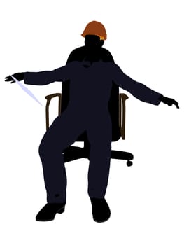 Male construction worker art illustration silhouette on a white background