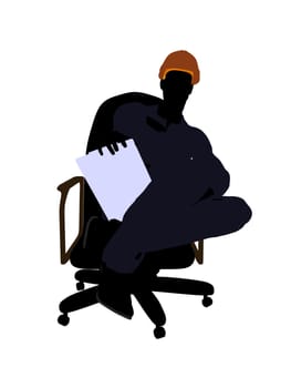 Male construction worker art illustration silhouette on a white background