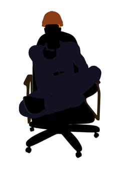 Male construction worker art illustration silhouette on a white background