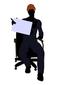 Male construction worker art illustration silhouette on a white background