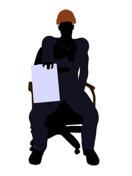 Male construction worker art illustration silhouette on a white background