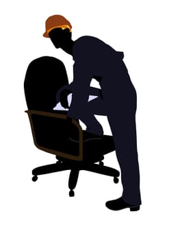 Male construction worker art illustration silhouette on a white background