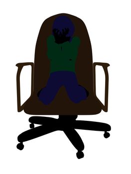 Female teenager sitting in a chair silhouette on a white background