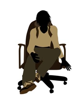 Male teen hiker sitting in a chair illustration silhouette on a white background