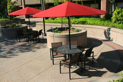 Close up of the patio table sets.
