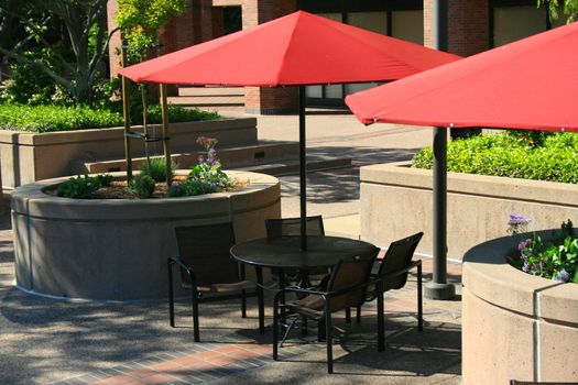 Close up of the patio table sets.
