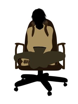 Male teen hiker sitting in a chair illustration silhouette on a white background