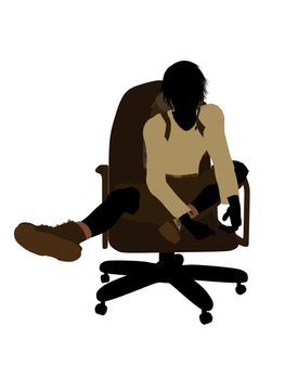 Male teen hiker illustration silhouette on a white background