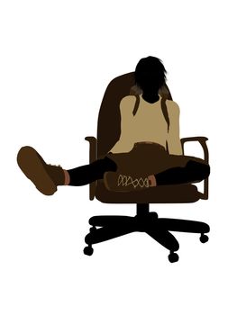 Male teen hiker illustration silhouette on a white background