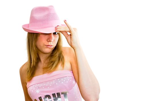 happy lady on white background