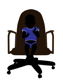 Male baby sitting on a chair art illustration silhouette on a white background