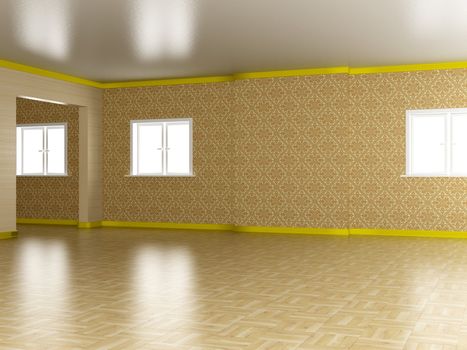 Empty room. A modern apartment. 3D image