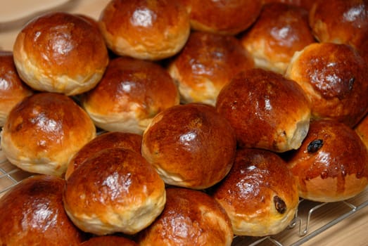 Norwegian buns.
Selective focus.
Focus in center.